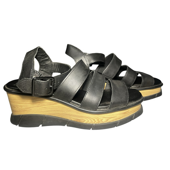 Sorel Platform Wedge Sandals Womens Size 10 Black Strappy Slingback NL4675-010 - Picture 1 of 9